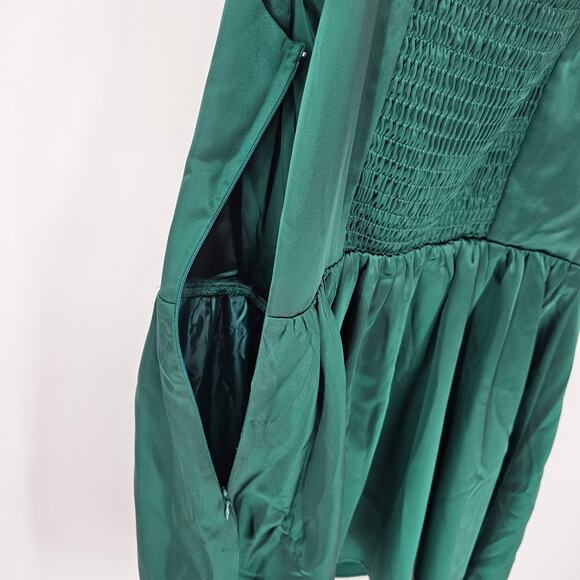 Wild Fable Emerald Green Corset Satin Holiday Dress Ballet Cottage Romantic NWT - Picture 5 of 12